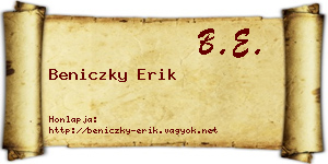 Beniczky Erik névjegykártya